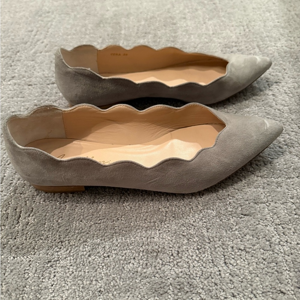 Gray Scalloped Edge Flats, Made in Italy